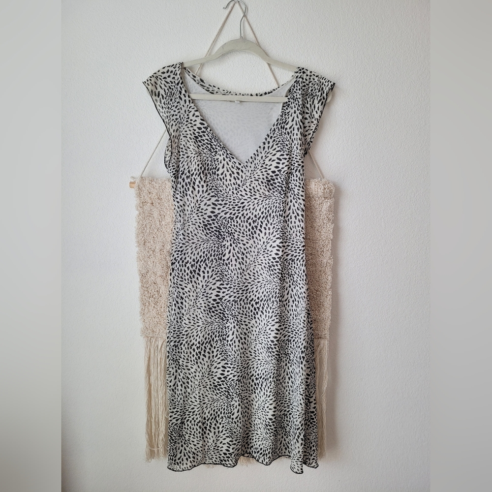 Kookai Black and White Spotted Midi Dress
